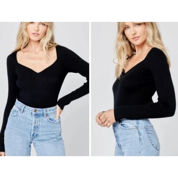 L Space Camryn Black Ribbed Long Sleeve Knit Top size XS - Picture 10 of 10